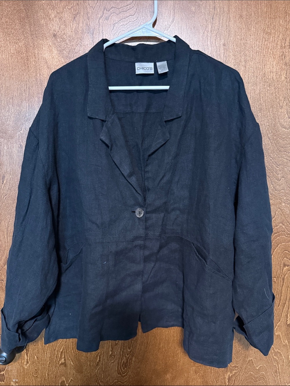 Chico's Black Linen-Blend Relaxed Blazer